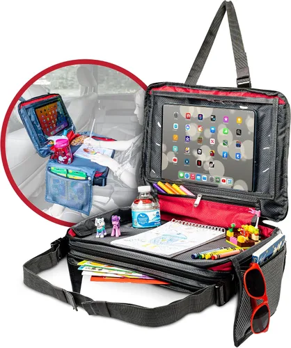 Miniatura 7 de BE Family Travel Kids - Bandeja de viaje para asiento de automóvil, accesorios de automóvil para niños, bandeja de aperitivos para asiento de Rosa