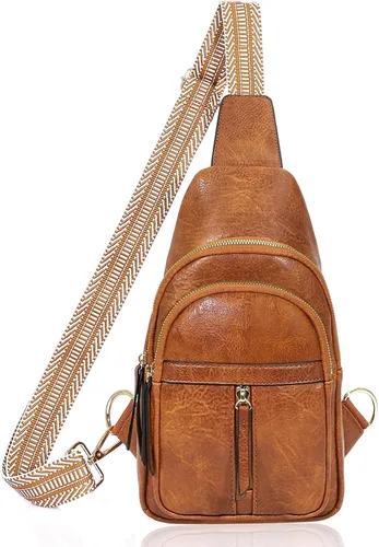 SUOSDEY 2024 - Bolso bandolera de cuero para mujer, bolso cruzado de cuero para mujer, bolso de pecho de moda para viajar y caminar
