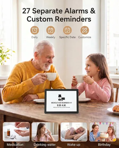 Miniatura 3 de 【Actualizado】Reloj digital grande de 11.5 pulgadas con día y fecha de conversación por voz para personas mayores, 19 alarmas y recordatorios