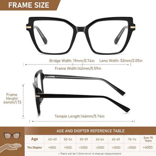 Miniatura 4 de LKEYE Gafas de lectura cuadradas para mujer, diseño de ojo de gato, bloqueo de luz azul, lk6095