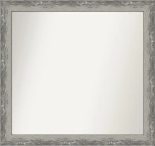 Miniatura 388 de Amanti Art Espejo de baño plateado para sobre el fregadero, 24 x 24 pulgadas, espejo cuadrado de peltre forjado a medida, marco de madera casual