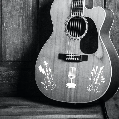 Miniatura 6 de FINGERINSPIRE Plantilla de música de 11.8 x 11.8 pulgadas, rollo de rock, instrumentos musicales, plantilla de pintura para bricolaje, guitarra