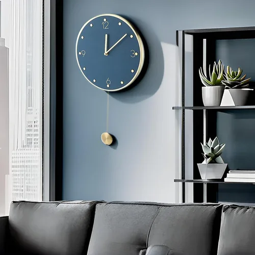 Miniatura 2 de Reloj de pared de péndulo moderno, reloj de pared grande para sala de estar, funciona con pilas, reloj de pared de péndulo silencioso para el hogar