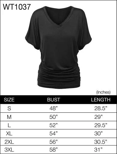 Miniatura 6 de MBJCamiseta de manga corta para mujer Barco Cuello sólido Shirring Dolman Drape parte superior