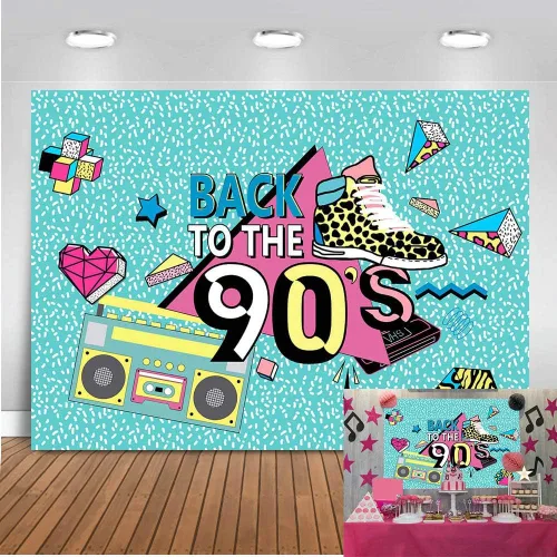 Art Studio Fondos de fotografía de fiesta musical de los años 90, hip-hop, colorido estilo graffiti, cabina de fotos, accesorios de estudio,