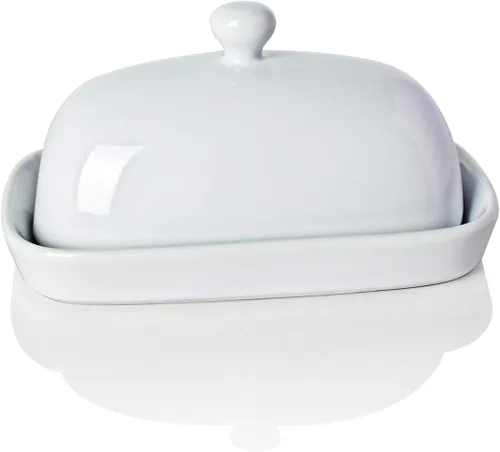 Miniatura 11 de Sweejar Mantequillera de cerámica con tapa para encimera, recipiente para mantequilla de porcelana con mango de perilla, recipiente para mantequilla