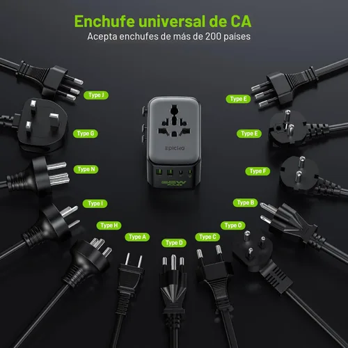 Miniatura 8 de Epicka Pulse Duo - Adaptador de viaje universal de 65 W, adaptador de corriente internacional con PD y QC 3.0 de carga rápida para 2 dispositivos