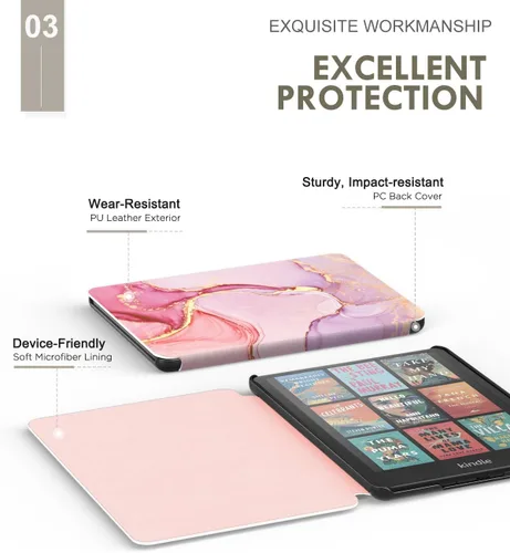 Miniatura 4 de MoKo Funda para Kindle Paperwhite de 12ª generación 2024 de 7 pulgadas y Kindle Colorsoft Signature Edition 2024, funda protectora de poliuretano