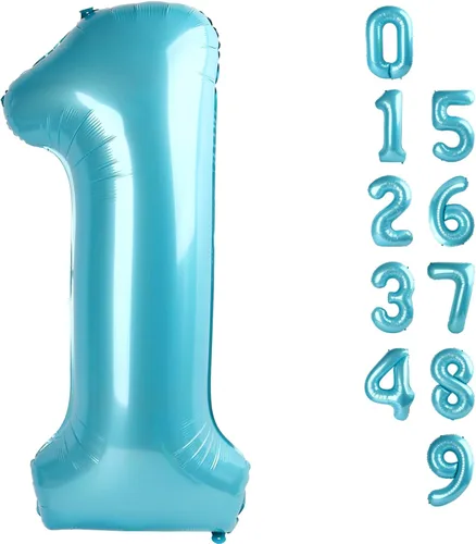 Miniatura 153 de Globos de números de 5 globos de 40 pulgadas, decoraciones de cumpleaños azules para niños y niñas, globos de números azul marino grandes