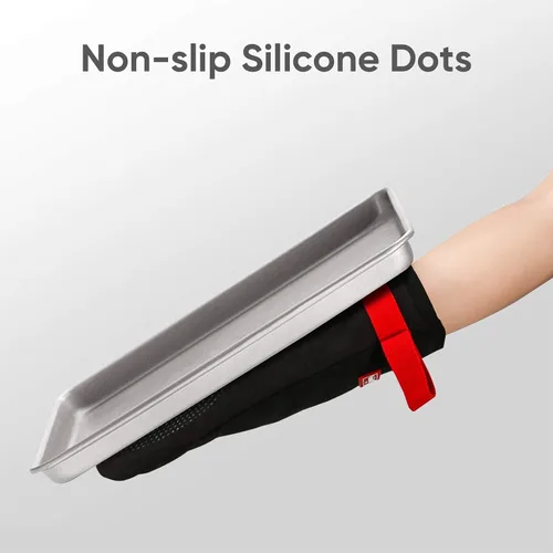 Miniatura 6 de Manoplas de horno de silicona, juego de guantes magnéticos para horno, guantes de algodón resistentes al calor, guantes calientes antideslizantes