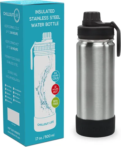 Miniatura 2 de CHILLOUT LIFE Botella de agua aislada para niños de 17 onzas para la escuela con tapa de boquilla a prueba de fugas y bonitas calcomanías Acero