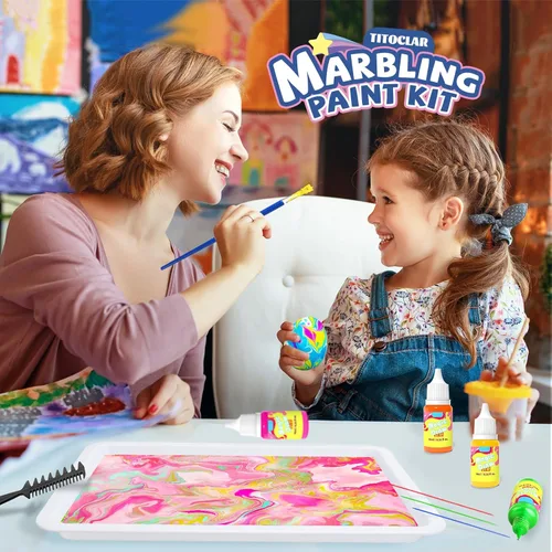 Miniatura 7 de Pintura de mármol de agua para niños, rellenos de calcetines para niños, regalos de cumpleaños para niños de 3 años en adelante, artes