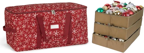 Miniatura 28 de Covermates Keepsakes Bolsa de almacenamiento ajustable para adornos, poliéster resistente, separadores acolchados y bandejas FlexGrid, organizador