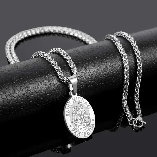 Miniatura 99 de P. BLAKE Collar ovalado de San Cristóbal, Miguel, José, Jude/Virgen María/José/Francisco/Patrick/Anthony/Benedict/Thomas para hombres y mujeres