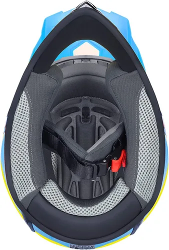 Miniatura 6 de GLX GX623 Combo de Casco para Jóvenes ATV/Dirt Bike - Azul Retro, Mediano - DOT retro azul
