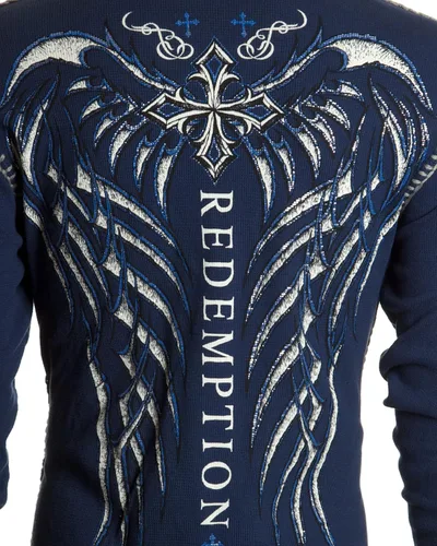 Miniatura 7 de Archaic by Affliction - Camisa térmica para hombre, alas de lomo, Azul