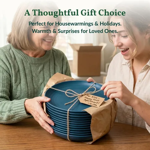 Miniatura 8 de Homienly Party Plates 12 PCS Wheat Straw Deep Plates 9 Inch Plastic Plates Alternative for Salad,Pizza,Hamburger,Unbreakable Kitchen Plates for