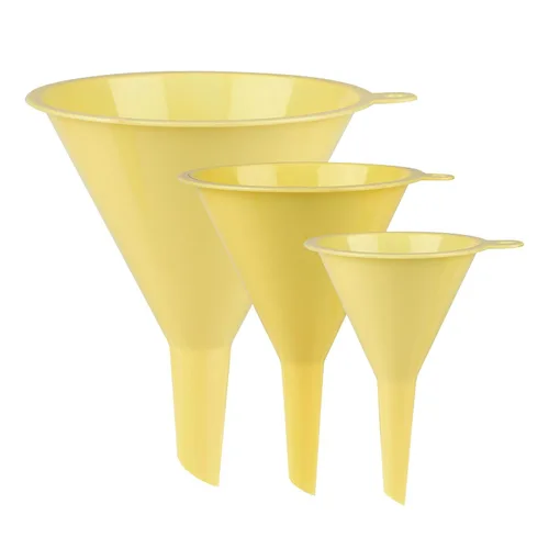 Miniatura 8 de Juego de 3 embudos de cocina de plástico, embudos de cocina redondos para llenar botellas, embudos duraderos y multifuncionales para llenar Gris