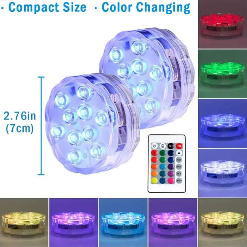 Miniatura 3 de AquaMiracle Luces LED sumergibles con mando a distancia, impermeables, operadas por batería, luces multicolor que cambian de color para jacuzzi