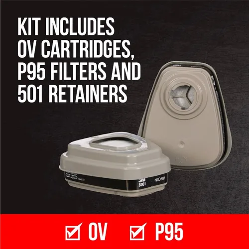 Miniatura 3 de 3M Proyecto de pintura P95/OV Respirador reutilizable de cierre rápido 6502QL, tamaño mediano, cartucho de vapor orgánico aprobado por NIOSH