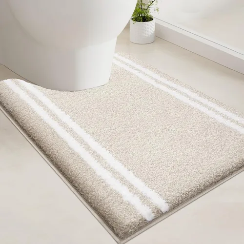 PURRUGS Alfombra de baño antideslizante, lavable a máquina, 20 x 24 pulgadas, en forma de U, súper absorbente y de secado rápido, tapete de baño de