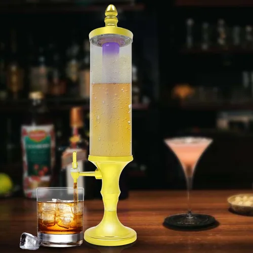 Miniatura 9 de Dispensador de torre de cerveza de 3 litros con tubo de hielo y dispensador de cerveza de mesa ligera, 3.2 cuartos de galón /102 onzas, dispensador