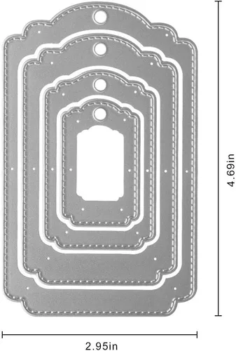Miniatura 2 de Juego de 4 etiquetas colgantes de metal, 4 unidades/juego de etiquetas de capas troqueladas, plantillas en relieve, molde de plantilla para tarjetas