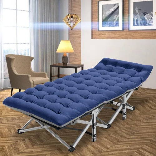 Miniatura 6 de Slsy Catre de camping plegable XXL de gran tamaño para adultos con almohadilla, catres de dormir portátiles acolchados, cama de campamento con bolsa