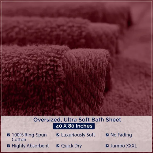 Miniatura 247 de DAN RIVER Paquete de 2 sábanas de baño de 35x70 pulgadas, sábanas de baño jumbo acanaladas para adultos, toallas grandes gruesas y absorbentes