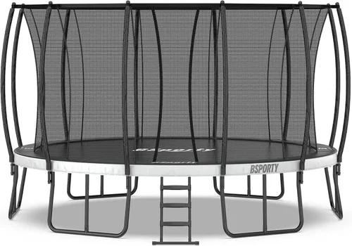Miniatura 9 de Trampolín para exteriores de 10 pies, 14 pies, 16 pies con recinto, 6 patas reforzadas en forma de U con soporte central, aprobado por ASTM