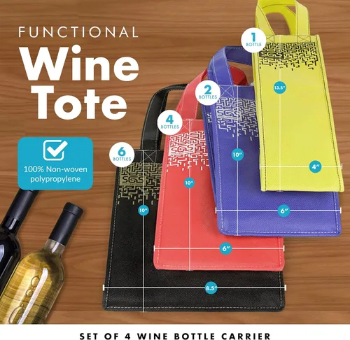 Miniatura 3 de Simply Green Solutions - Bolsas de vino reutilizables para 1-6 botellas, juego de 4, laberinto
