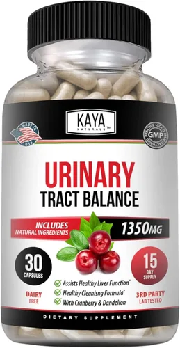 Kaya Naturals - D-manosa - Limpieza del tracto urinario UT y salud de la vejiga - Hecho con arándano, hibisco y raíz de diente de león - Cápsulas de