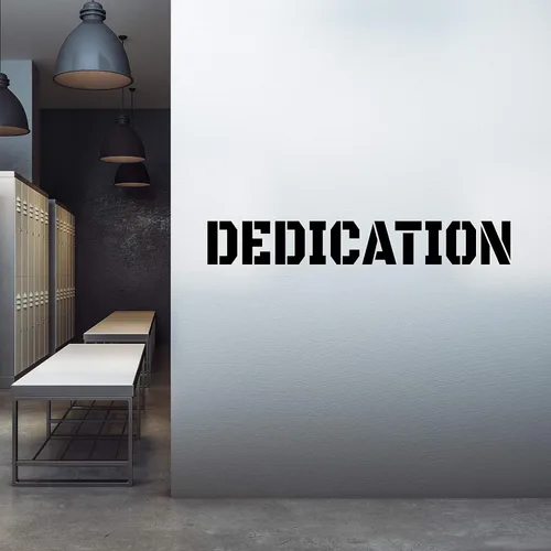Calcomanía de pared extra grande para gimnasio, dedicación, 7 pulgadas de alto x 48 pulgadas de ancho, decoración de pared para el hogar o el
