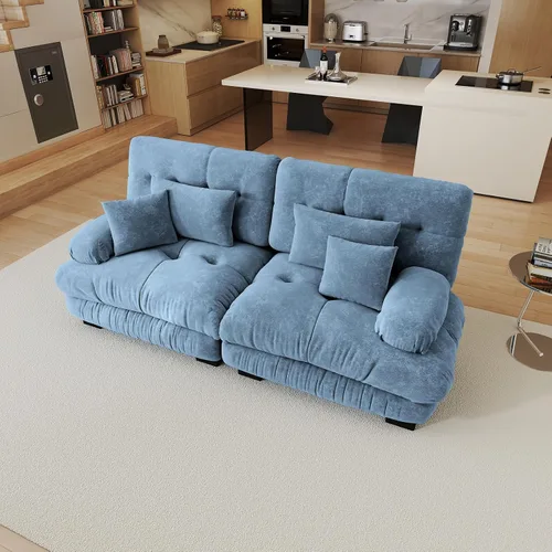 Miniatura 49 de Sofá modular de gran tamaño de 94 pulgadas, sofás seccionales grandes de color beige y blanco para sala de estar, juego de sofá de terciopelo, sofás