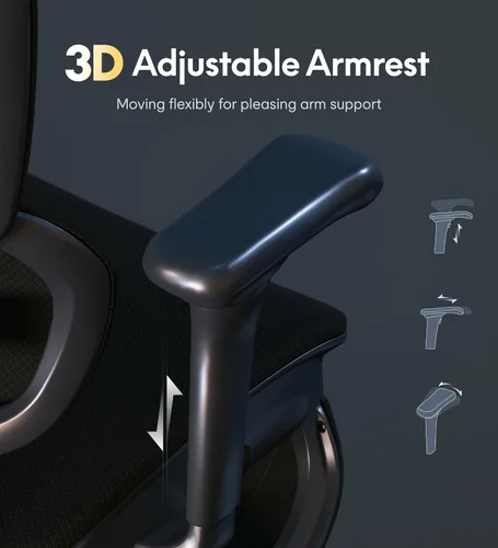 Miniatura 5 de FLEXISPOT Sentinel Silla ergonómica para juegos con reposabrazos 3D lumbares adaptables de doble ala de 120°, 3 posiciones, respaldo ajustable