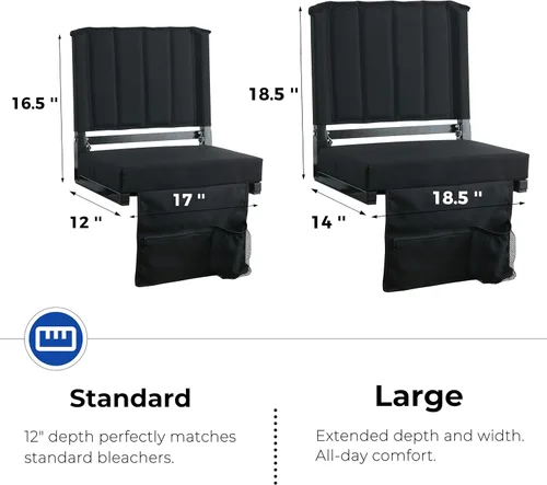 Miniatura 2 de SPORT BEATS Stadium Seats with Back Support Bleacher Chairs with Back and Cushion Thick Padded Bleacher Seats Includes Shoulder Strap