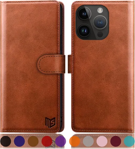 Miniatura 23 de SUANPOT Diseño para iPhone 15 Pro Max 6.7 pulgadas Funda tipo cartera con tarjetero de crédito RFID, funda de piel sintética para mujeres y hombres