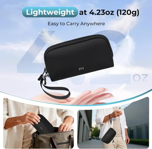 Miniatura 2 de FYY Organizador de cables de viaje, 8 compartimentos, bolsa tecnológica ligera resistente al agua con correa para la muñeca, funda portátil