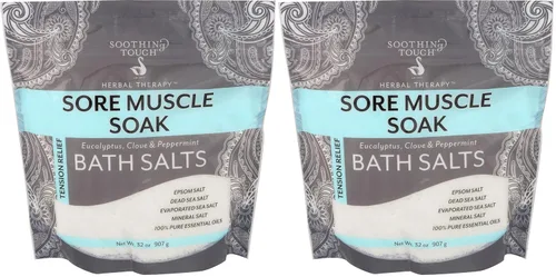 Miniatura 8 de Soothing Touch Sales de baño para aliviar la tensión y dolores musculares, eucalipto, clavo de olor y menta, 32 onzas
