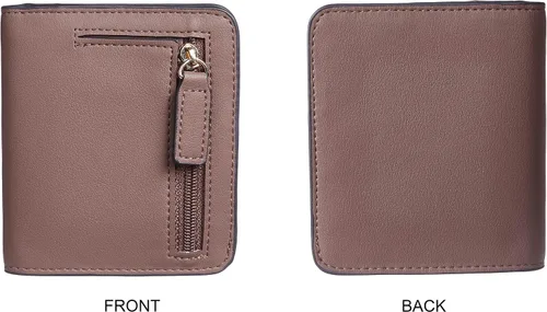 Miniatura 5 de Gostwo - Cartera compacta de piel genuina de lujo para mujer con bloqueo de RFID y ventana de identificación