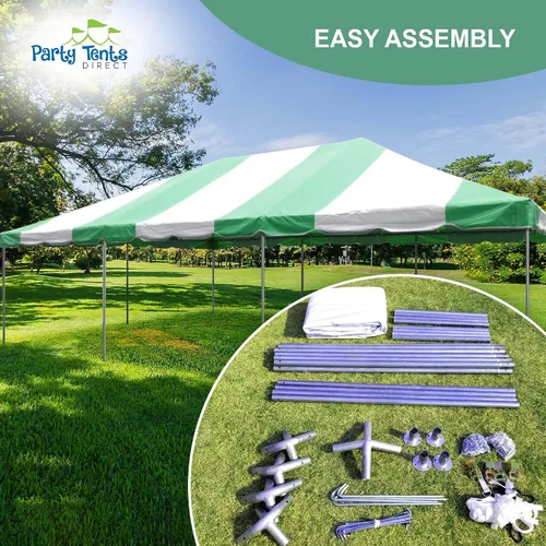 Miniatura 6 de Party Tents Direct Carpa para Fiesta de 20x30 - Marco de Acero - Gazebo al Aire Libre, Pabellón, Sombrilla para Sol, Refugio para Acampada - Verde