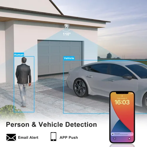 Miniatura 2 de Anpviz Cámara PoE IP 4K, cámara de seguridad PoE para exteriores con micrófono y altavoz incorporados, detección de vehículos humanos, visión
