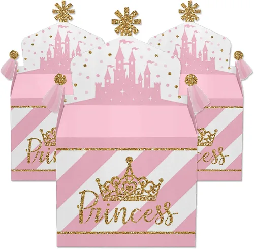 Miniatura 2 de Big Dot of Happiness Corona de princesita – Caja de regalos de fiesta – Caja de regalo de princesa rosa y dorada para baby shower o fiesta