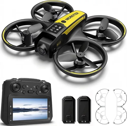 Dron con cámara para niños y control remoto: Drone RC para principiantes para niños con motor sin escobillas, flujo óptico flotante, despegue con