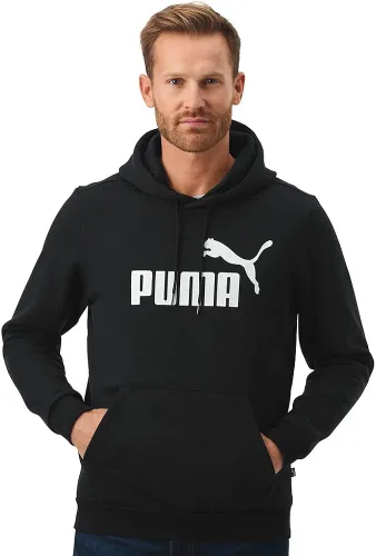 Miniatura 2 de PUMA Sudadera con capucha de forro polar con logotipo grande para hombre, Negro