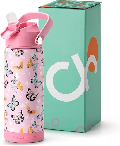 Miniatura 9 de Botella de Agua Choco Mocha para Niños para la Escuela, Botella de Agua Aislada para Niños de Acero Inoxidable para Niños, 14 Oz Camión Monstruo