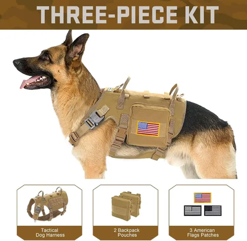 Miniatura 2 de Forestpaw Arnés para perro de tamaño mediano, arnés táctico para perro con asa, chaleco de servicio militar sin tirones con bolsillos ajustables