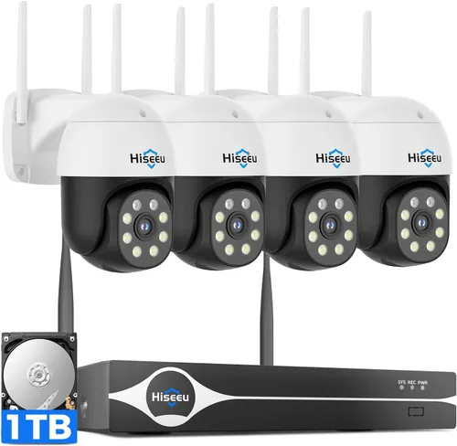 Miniatura 10 de Hiseeu Cámara de seguridad 4K 8MP para exteriores, cámara de seguridad inalámbrica para el hogar con panorámica e inclinación, WiFi Pro 2.4/5GHz