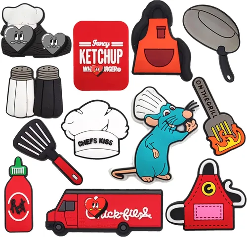 12 dijes para cocinar y gimnasio decoración de zapatos de chef y fitness Cloruro de polivinilo vidrio aventurina