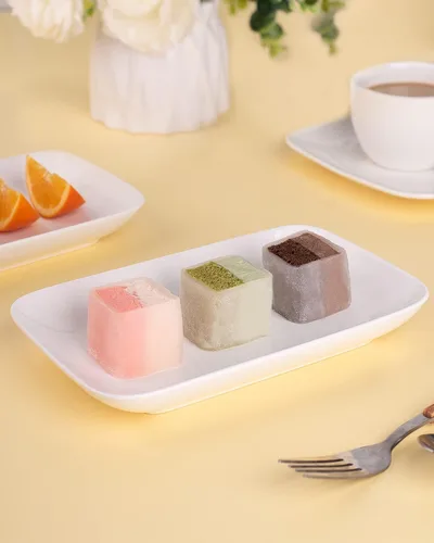 Miniatura 4 de DELLING Juego de 6 platos rectangulares para aperitivos de 8 pulgadas, platos de postre de ensalada de porcelana blanca, platos pequeños